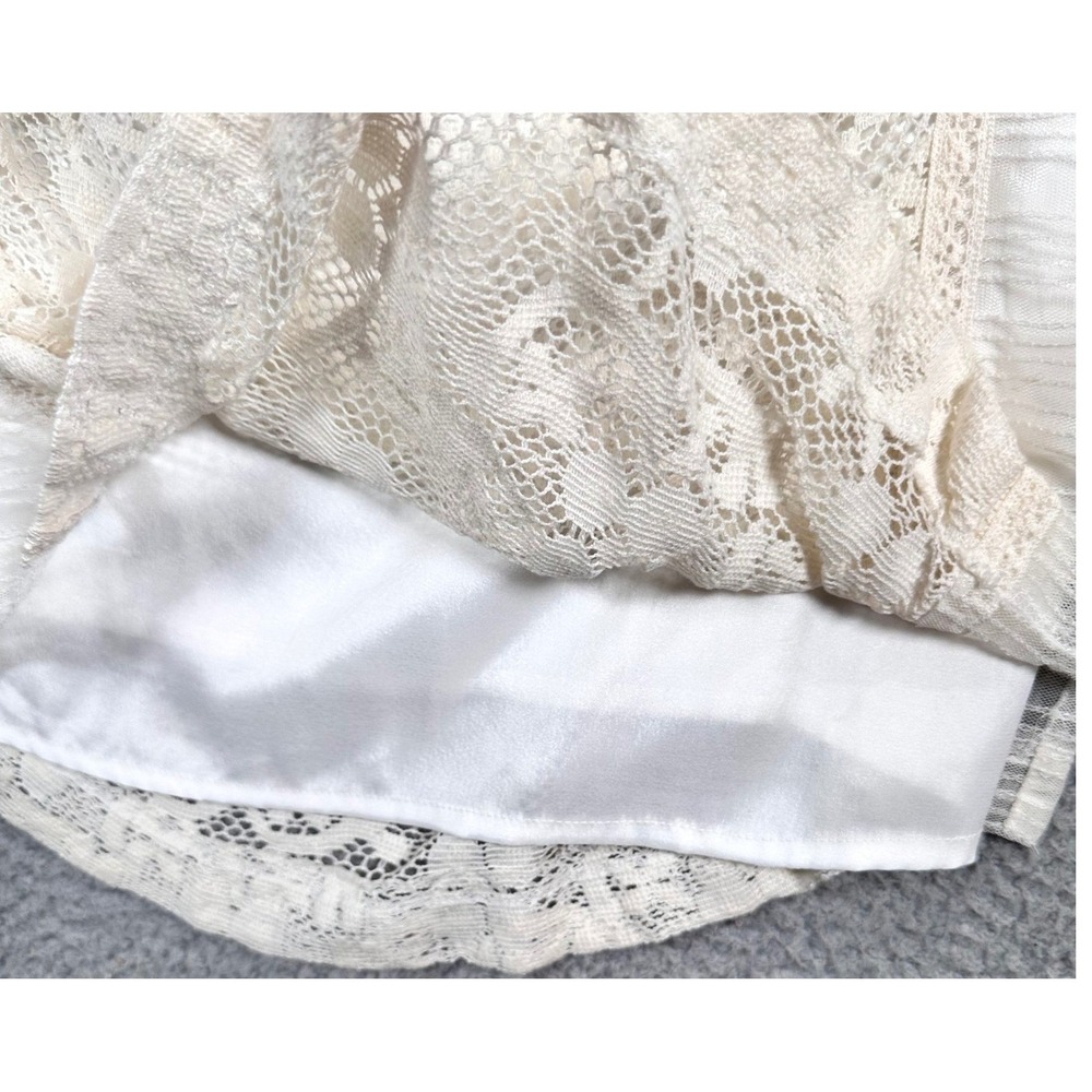 Zara Woman Lace Shift Mini Dress Women's L Ivory Sheer Layered Bridal Coquette - Picture 5 of 12